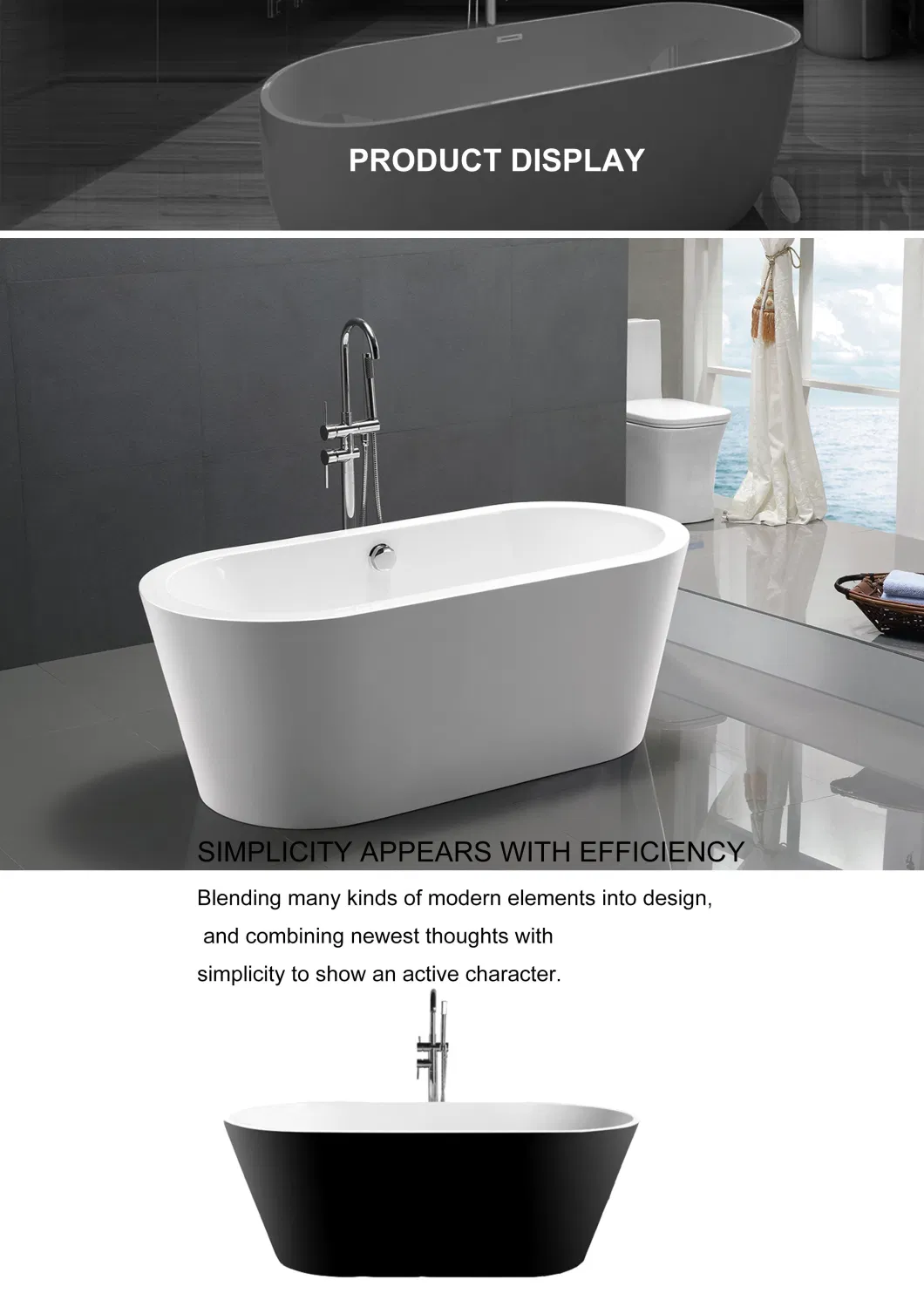 UK Market Popular Soaking White Hotel Freestanding Bath Tub