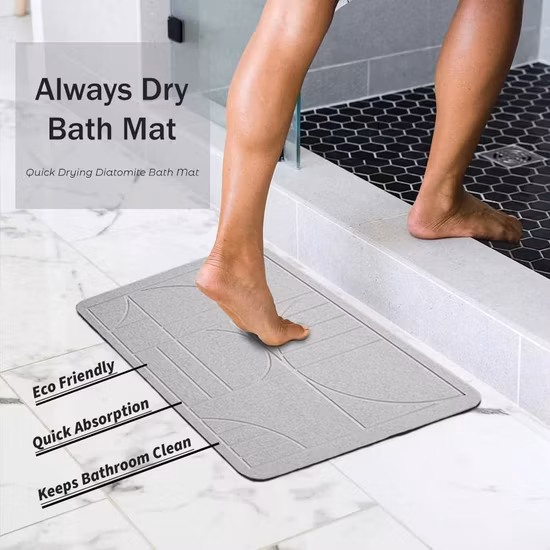 Rutschfeste, schnell trocknende Diatomeen-Badematte mit individuellem Design